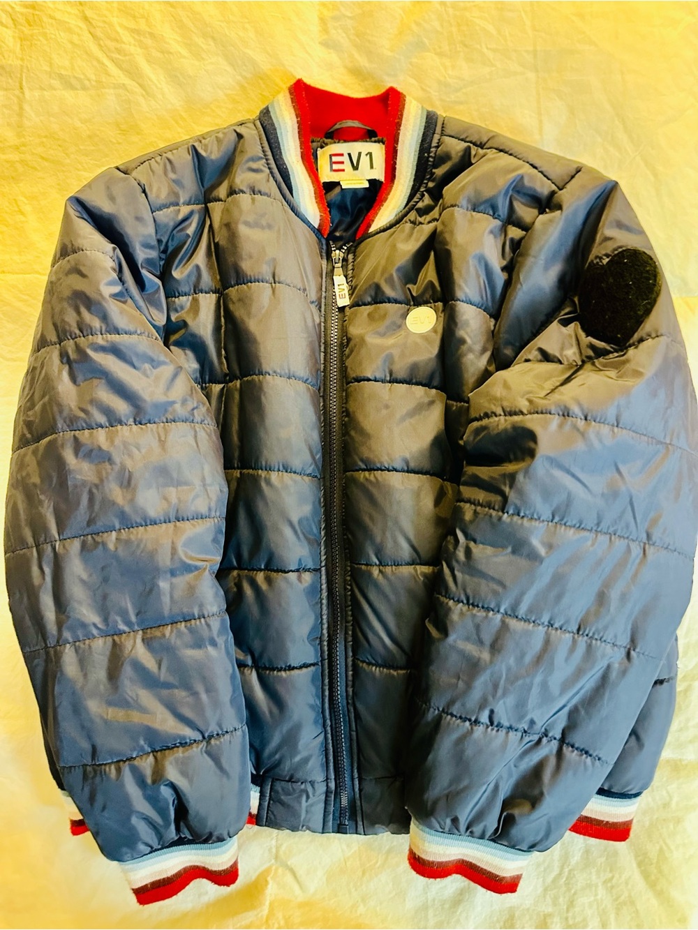 EV1 Women's Blue Quilted Bomber Jacket